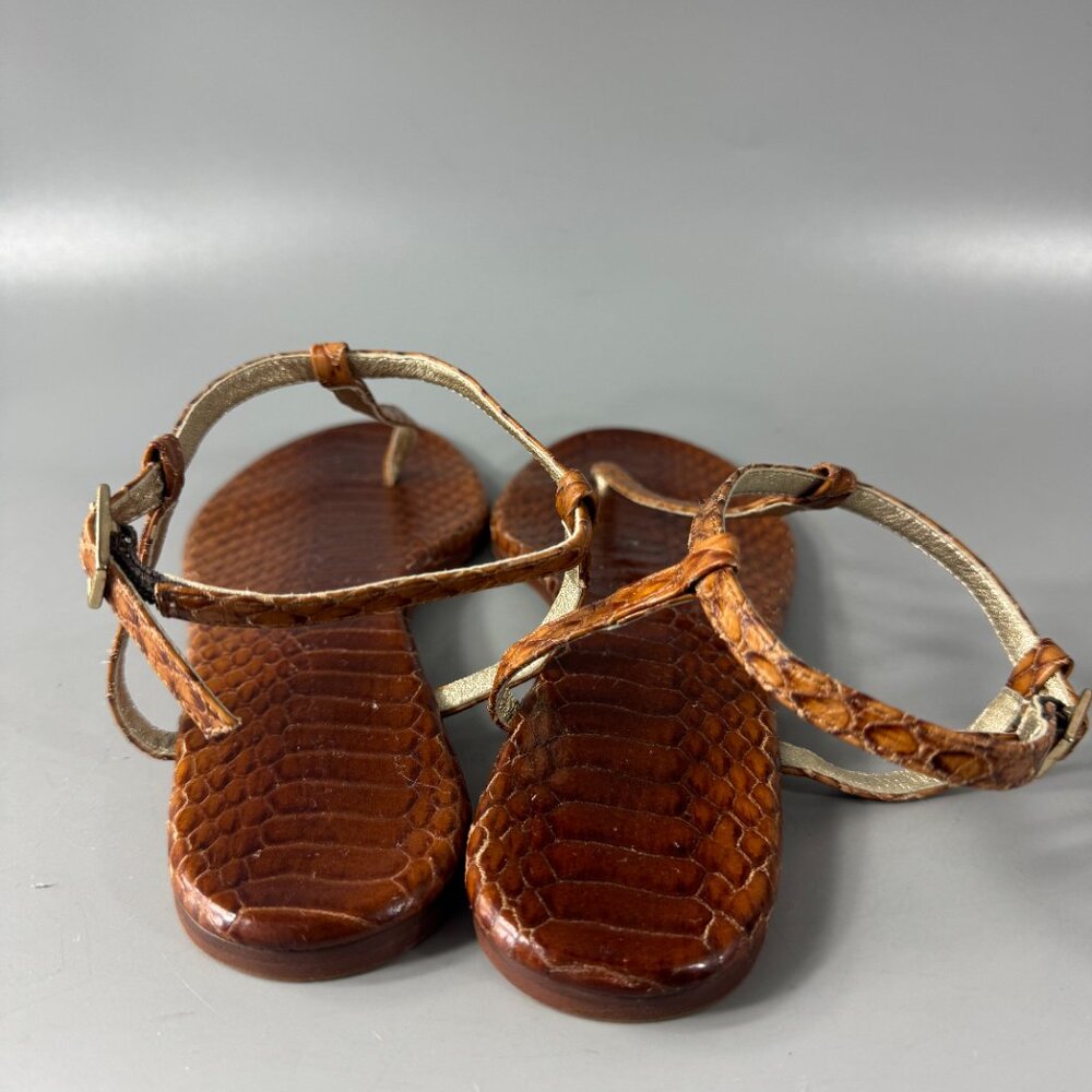 Avec Moderation Thong T-Strap Brown Python Skin S… - image 7